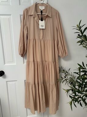 NWT Pomander Place Tuckernuck Tan Tiered Dress Large